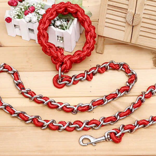 587690318 Anti-Bite Dog Chain Big Dog Traction Rope Golden Retriever Samoyed Husky Iron Traction Rope Pet Supplies