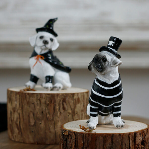 Halloween Decoration Ins Style Pet Dog Witch Resin Figurine Pet Shop Decor