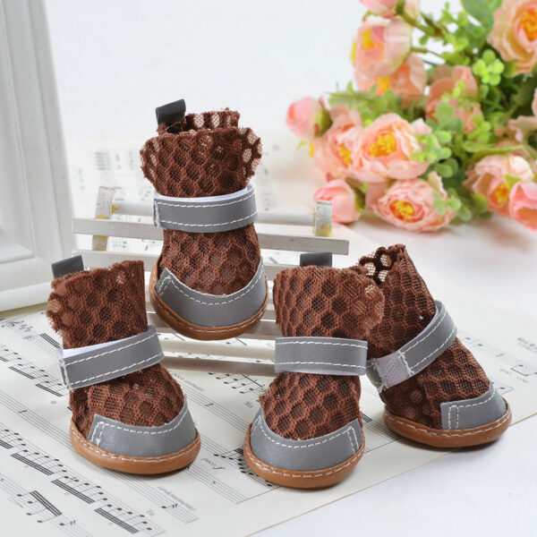 587690414 Summer Breathable Non-Slip Pet Shoes Reflective Mesh Hollowed Out Comfortable Than Bear Small Dog Foot Cover Dog Supplies