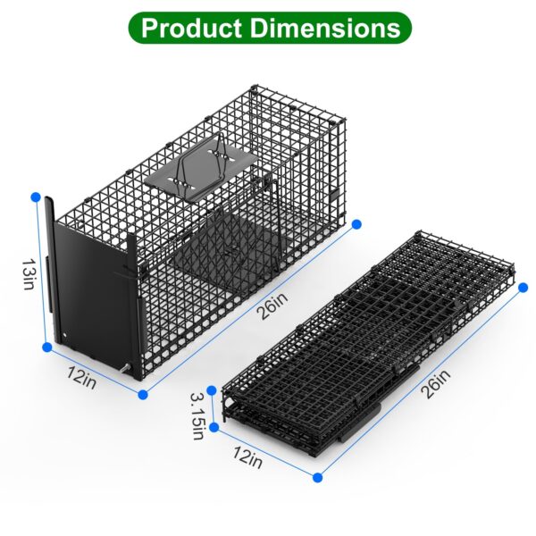 2d6e7c22-c784-4174-a4f0-04f93310c356.jpg Live Animal Cage Trap For Animals Humane Galvanized Iron Trap Cage For Raccoons Armadillos Foxes Opossums Muskrats Beavers 26in 32in 40in Size Options