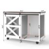 47.2" Mobile Dog Crate With Flip-Top Feeding Door, Dual-Access & 5 Caster System (2 Locking), Side Hooks - Multi-Functional Pet Kennel,double Dog Crate Furniture