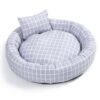 Pet Supplies Winter Plaid Pet Nest Small Round Nest with Pillow Cat Den Dog Den