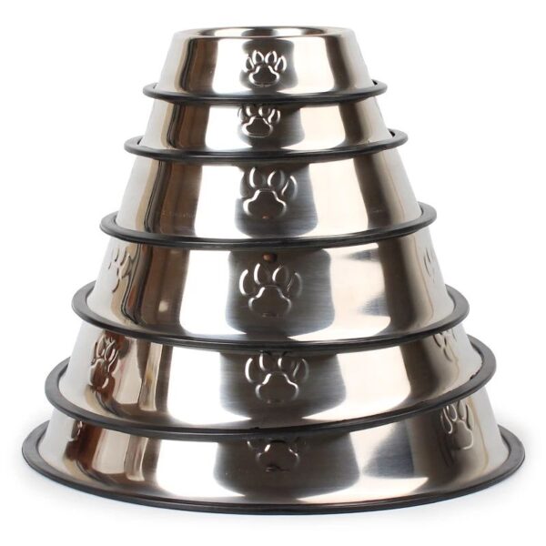 587813642 Stainless Steel Dog Bowl High-Grade Non-Slip Pet Bowl Pet Food Bowl Food Utensils 6 Sizes Pet Supplies