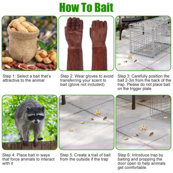 33a4cbcb-64f3-44d5-8c53-4b462d3fd27f.jpg 1Pc Humane Cat Trap Cage With Gloves Catch Release Live Animal Rodent Cage Collapsible Galvanized Wire For Raccoons Beavers Groundhogs Foxes Armadillos