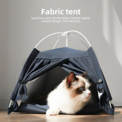 587814594 Cat Four Seasons Cat Kennel Dog Kennel Removable Cotton and Hemp Tent Kennel Small and Medium Sized Cat and Dog Pet Supplies