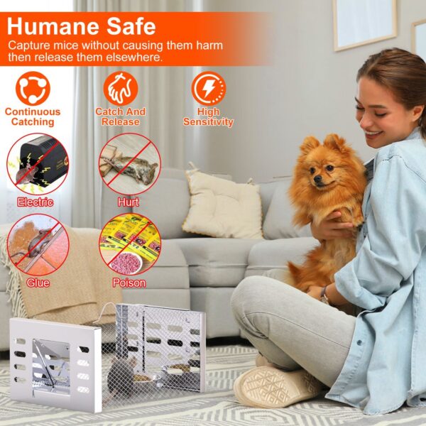 34d12aa3-eb39-4853-874d-be9616855825.jpg 2Pcs Humane Rat Trap Catch And Release Live Mouse Cage Traps With Automatic Continuous Cycle Trapping For Chipmunk Rodent Mouse Small Animals