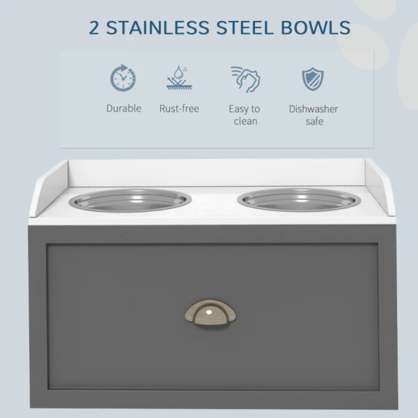 370dff68-7c7b-4ec3-bc06-2f7f430b899d.jpg Pet Feeding Station Pet Dish Bowl Set With Storage, 2 Elevated Dog Bowls For Large Sized Dogs, Gray