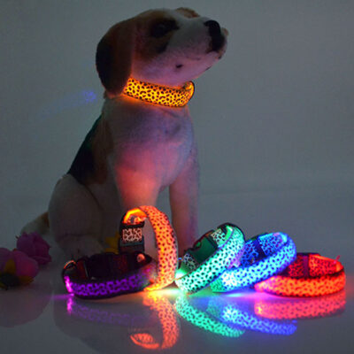 587814690 Leopard Collar LED Light-Emitting Dog Belt Light-Emitting Collar Dog Collar Dog Chain Small And Large Pet Supplies