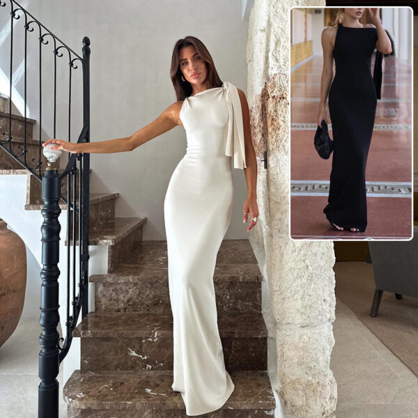 37b06b4f-175a-49ea-a256-d2b2f7a0741a.jpg One-shoulder Ribbon Long Dress Ins Fashion Slim Sleeveless Dresses For Evening Party Club Clothing Women