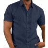 391d04f9-377e-47d8-99cc-5c6bdda26172.jpg Men Short Sleeve Summer Solid Shirts Casual Loose Tops Tee