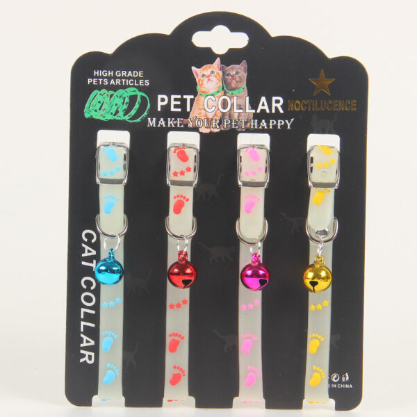 587814185 Pet Collars Cat and Dog Luminous Bell Collars Adjustable Rubber Luminous Dog Walking Supplies