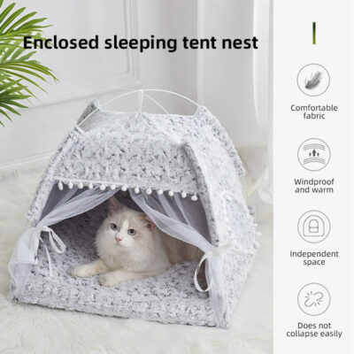 587814604 Cat Kennel Summer Cat Tent Cat House Semi Enclosed Pet Bed Four Seasons Dog Kennel Villa Bed Supplies