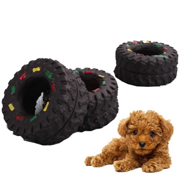 587690738 Mini Elasticity Tire Dog Cat Toy Squeak Sound Chew Treat Holder Funny Puppy Training molar Toys Dog Interactive Pet Supplies