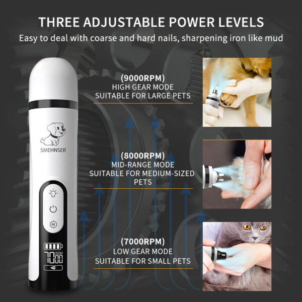 587690384 M5 Pet Nail Polisher High Power LED Double Lamp Blood Line Electric Charging Nail Clipper Cat And Dog Manicure Supplies