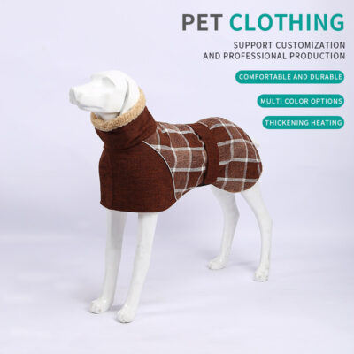587632864 Pet Clothes Autumn And Winter New Plaid Jacket Cold Cotton Coat Pet Supplies