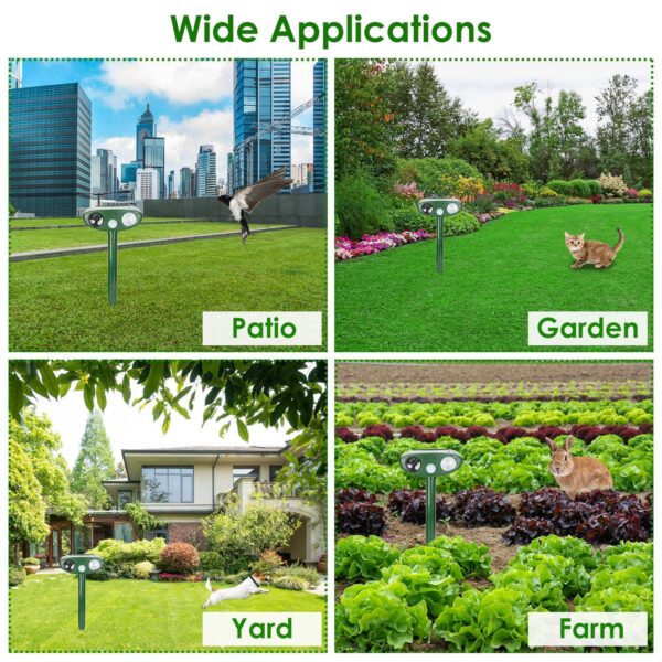 3a11fcd0-8d08-40f2-b706-d7784dadadac.jpg 1Pc Solar Ultrasonic Animal Repeller PIR Sensor Animal Repellent Chaser With Flashing Light IPX4 Waterproof For Chasing Deer Raccoon Squirrel Rat Skunk Rabbit Mole Dog Cat Snake