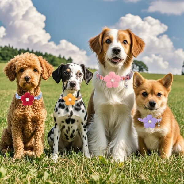 3a20ceb0-8428-4da7-9b69-a28440d91511.jpg Small Dog Collar With Flower, Spring Dog Collar For Girl Dog Collars For Small Dogs Cute Dog Collar With Bell, Adjustable Length