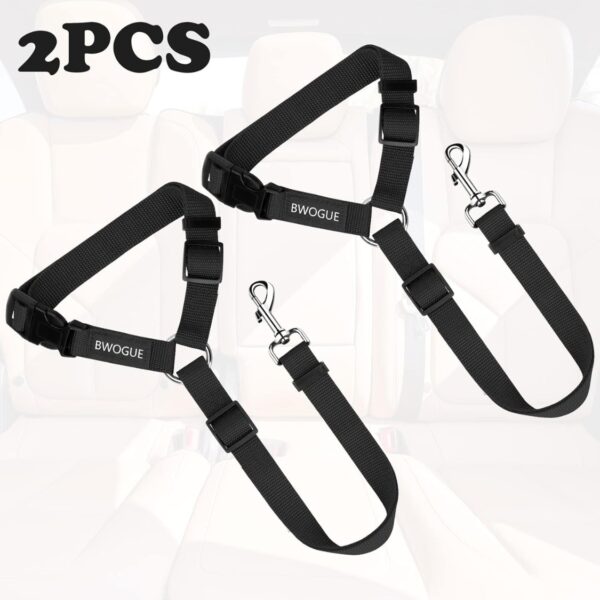 3a61e982-29a0-4b59-859c-2fb38a1768b7.jpg 2 Pack Dog Seat Belt For Car, Headrest Restraint Safety Leads