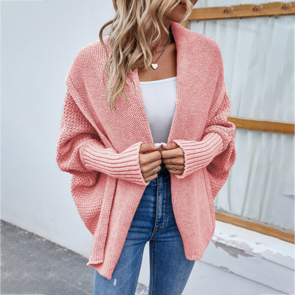 3bc8e124-301c-4bca-8cef-9c1dbe72a895.jpg New Loose Knitted Sweater Solid Color Bat Sleeve Large Lapel Cardigan Autumn And Winter Fashion Jacket For Women Clothing
