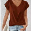 3e001cd0-d0cf-404c-b2f1-fa458dfa5534.jpg Fashion V-neck Short-sleeve T-shirt Summer Casual Irregular Knot Top For Women Clothing