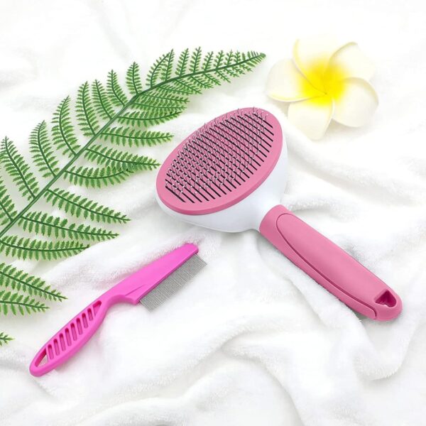 3f0d895e-7243-447a-be35-f4ff95791616.jpg Cat Brushes For Indoor Cats, Dog Brush For Shedding With Metal Cat Comb, Self Cleaning Pet Hair Brush With Release Button For Grooming Kitten