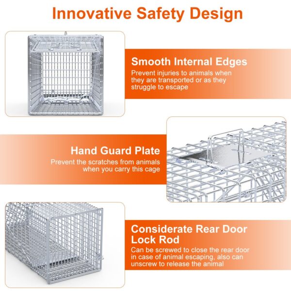40c8a19e-2112-40b0-bd8d-d97b3898cf68.jpg 1Pc Live Animal Trap Cage 37x14x15in Folding Catch And Release Humane Cat Trap Galvanized Iron For Raccoons Foxes Coyotes Stray Dogs Armadillos Squirrels