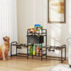 41309d0b-0ba6-49f8-a1a0-2ecae6eccad4.jpg 3 Height Adjustable Dog Bowl Stand Oxford Fabric With Features Four Bowls, Toy Bin Basket