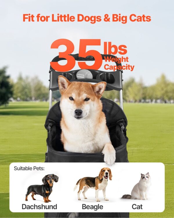 4169b3cb-32c3-49e0-b17d-bdccbe51fef3.jpg Pet Stroller Foldable 4 Wheels Dog Stroller Detachable Carrier Up To 35lbs