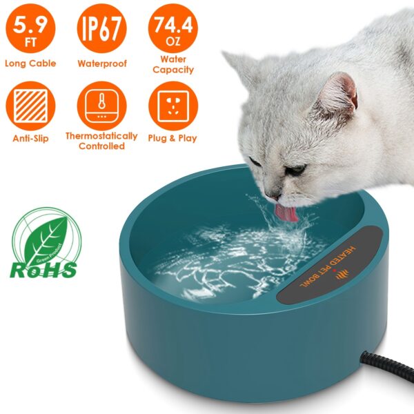 42d484d5-85aa-4bd6-afc6-53c3da68d1c2.jpg 1Pc Heated Water Bowl For Dog Cat 74.4OZ Heating Water Dish IP67 Waterproof Thermal Water Bowl Heated Pet Bowl Dog Cat Water Feeder Bowl For Dog Cat Rabbit Pet
