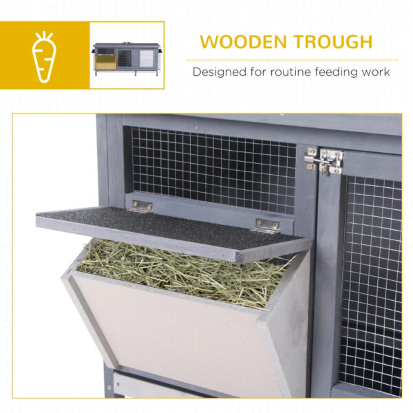 436516a0-910d-4810-8198-b3ab183bde94.jpg Wooden Rabbit Hutch Bunny Hutch Cage Guinea Pig With Waterproof Roof, No Leak Tray And Feeding Trough, For Rabbits, Chickens, Ducks