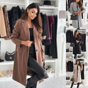 45a896b6-9598-4703-8665-6486bb8f300a.jpg Lapel Single-breasted Wool Coat Winter Long Sleeve Solid Color Long Jacket Women Clothing