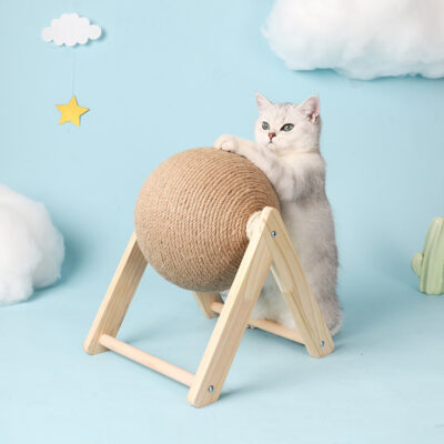 587691205 Cat Scratch Board Cat Toy Wooden Cat Scratch Ball Claw Mill Hand Wrapped Sword Hemp Rope Cat Climbing Frame Durable Cat Scratch Column Pet Supplies