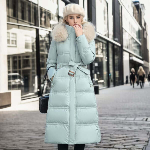 4670dee4-2549-433c-8724-6d246986137a.jpg Winter Slim Long Jacket With Fur Hood And Belt Fashion Solid Hooded Coat Warm Clothing For Women