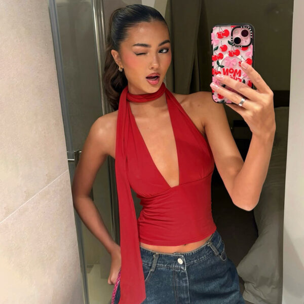46816a86-60a5-44ae-b03e-d5c44c6a7630.jpg Deep V-neck Halter Tops Summer Fashion Y2K Sleeveless T-shirt For Women Clothing