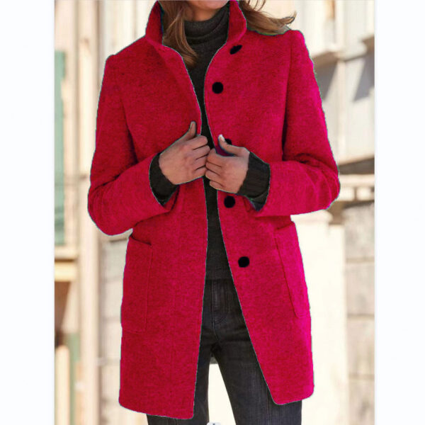 46a7b034-14eb-448d-91e4-300b386a20d9.jpg Fashion Stand Collar Woolen Coat With Pockets Fall Winter Casual Button Outwear For Women Clothing