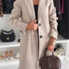 Lapel Single-breasted Wool Coat Winter Long Sleeve Solid Color Long Jacket Women Clothing
