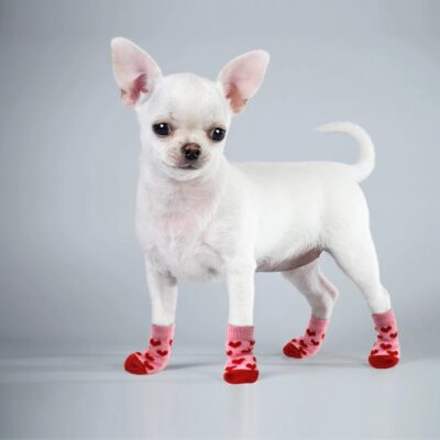 587691276 4pcs/set Dog Shoes Lovely Warm Dog Socks Winter Anti-Slip Knit Socks Cartoon Print Cats Dogs Boots Winter Pet Warm Supplies