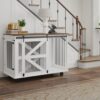 4b866fcd-a452-401b-8260-672726505b72.jpg 47.2 Mobile Dog Crate With Flip-Top Feeding Door, Dual-Access & 5 Caster System 2 Locking, Side Hooks - Multi-Functional Pet Kennel,double Dog Crate Furniture