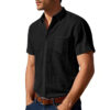 4d83f66f-0d94-4c50-99af-0c3e48cd3de9.jpg Solid Color Linen Shirt Short Sleeve Men