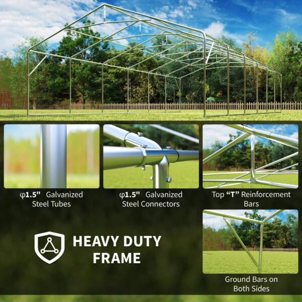 4e0a42d3-10d1-427b-9b0e-6baeb502622c.jpg 20 X 40 Ft Heavy Duty Party Tent Outdoor Gazebo Wedding Tent Event Shelter Carport BBQ With Removable Sidewalls & Windows, Outside Waterproof Canopy For Parties, White