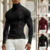4e70fc75-0576-4ab3-8327-263f563fbb8b.jpg European And American Men Casual Sweater Turtleneck Buttons Solid Color Long Sleeve