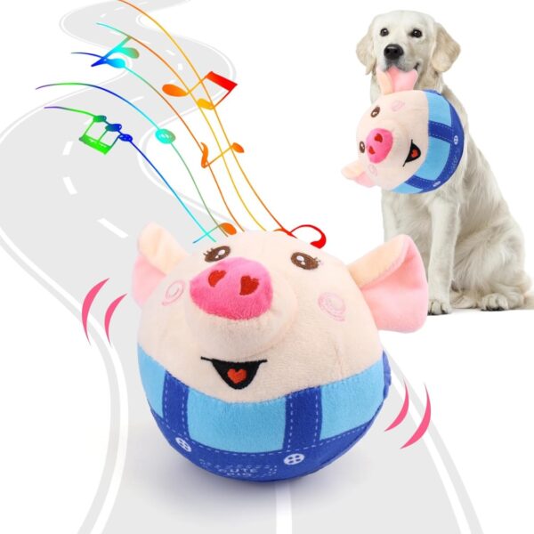 4f66ca79-fccb-4dbd-8f5c-914dfb232eb8.jpg Interactive Dog Toys Pig, Jumping Squeaky Dog Toys With Recording And Music Modes, Rechargeable Moving Dog Chew Toys