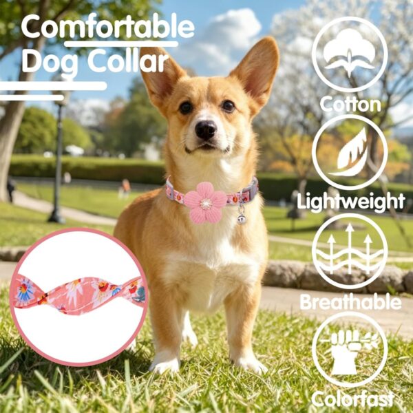 4ffc3793-c418-4dcc-a658-285a1fb2b952.jpg Small Dog Collar With Flower, Spring Dog Collar For Girl Dog Collars For Small Dogs Cute Dog Collar With Bell, Adjustable Length