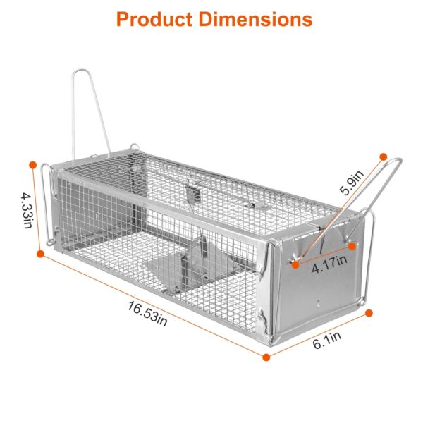50631b72-b9b8-4de5-9e31-56ceca5d7bd0.jpg 1Pc Dual Door Rat Trap Cage Humane Live Rodent Dense Mesh Trap Cage Zinc Electroplating Mice Mouse Control Bait Catch With 2 Detachable U Shaped Rod