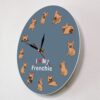 587616851 French Bulldog Printed Wall Clock Backlight Pet Shop Dog Breed Decor I Love My Frenchie Puppy Silent Non-ticking Clock