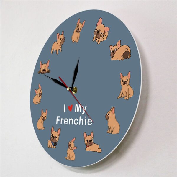 587616851 French Bulldog Printed Wall Clock Backlight Pet Shop Dog Breed Decor I Love My Frenchie Puppy Silent Non-ticking Clock
