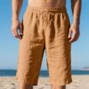 532b657e-9ee8-442b-8e75-9b9990e4fa8e.jpg New Linen Drawstring Elastic Waist 34 Casual Shorts Men