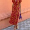 54277e40-6e72-42b1-ace1-fbbf488b4ed5.jpg Summer V-neck Short-sleeved Dress Fashion Flowers Printed Slim Beach Dresses For Women Clothing