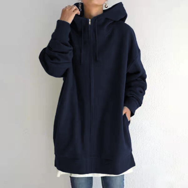 54f8c7e1-8838-4d9c-afda-1f64877639d3.jpg Oversized S-5XL Women Loose Hooded Coats Autumn Female Tie Collar Long Sleeve Zipper Up Add Velvet Long Sweatshirt