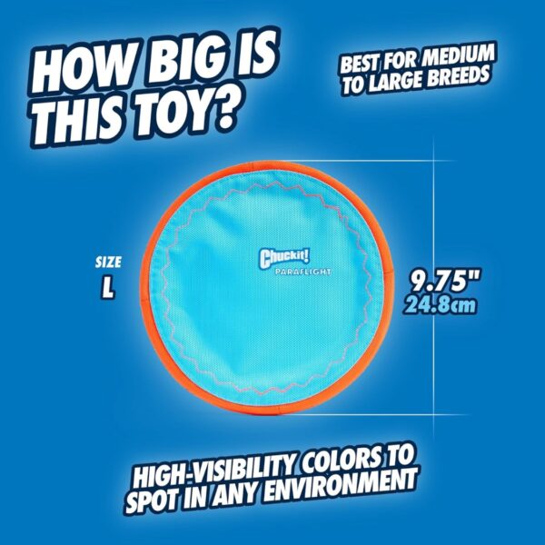 Paraflight Flying Disc Dog Toy  Water Floating Flyer Durable Nylon Construction With Soft Rubber Edges For Medium And Large Dogs